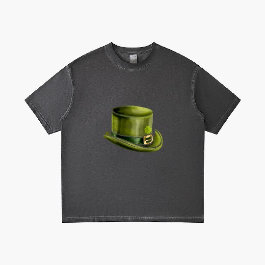 Green Leprechauns Hat Cylinder Shamrock On St Gradient T Shirts