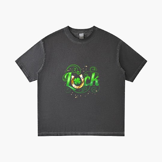 Green Golden Luck Logo With Horseshoe For St Gradient T Shirts