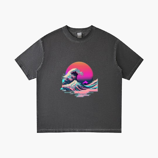 Vaperwave Aesthetic Glitch Great Wave Retrowave Sy Gradient T Shirts