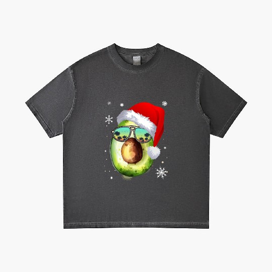 Funny Christmas Santa Avocado Fruit Vegan Lover Gradient T Shirts