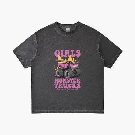 Girls Like Monster Trucks Too Girls Monster Truck Gradient T Shirts