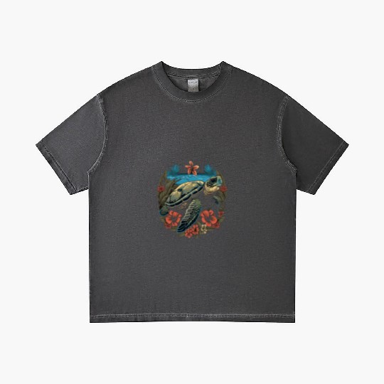 Turtle Hawaiian Sea Turtles Hibiscus Flower Gradient T Shirts