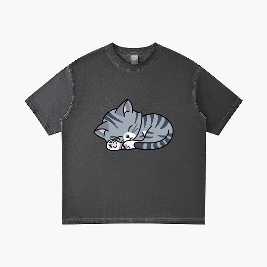 Grey Tabby Sleeping Gradient T Shirts
