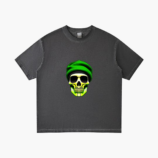 Green Skull Art Design with a Unique Twis Gradient T Shirts