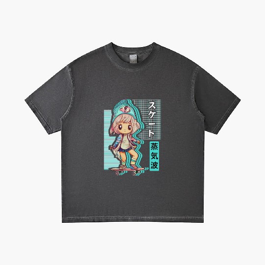 Skater Chibi Anime Skateboard Japanese Vaporwave A Gradient T Shirts