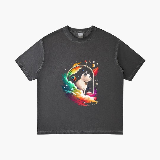 Space Cat on Galaxy Cat Lover Gradient T Shirts
