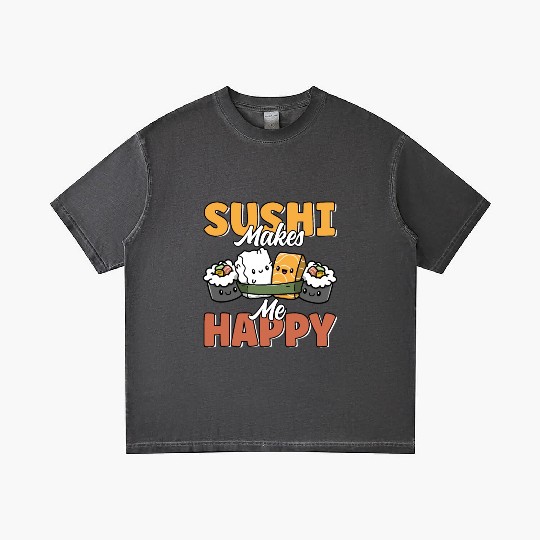 Sushi Makes Me Happy Cute Funny Kawaii Japanese Gradient T Shirts