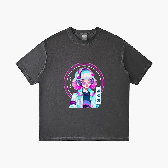 Japanese Vaporwave Gamer Girl Synthwave Aesthetic Gradient T Shirts