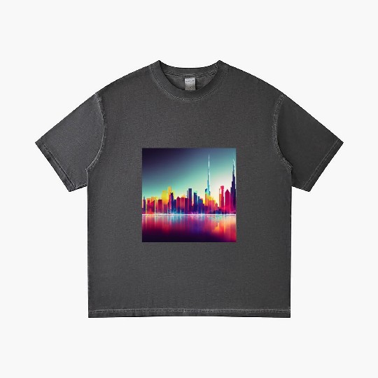 Dubai silhouette skyline abstract art Gradient T Shirts