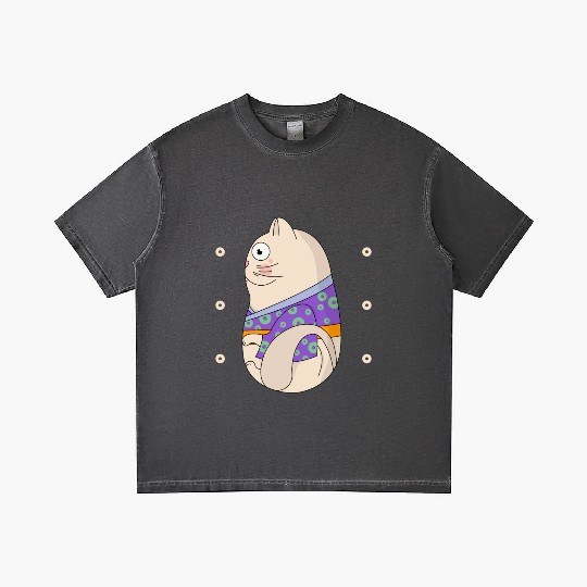 Cute Japanese Cat Side View Open Eyes Gradient T Shirts