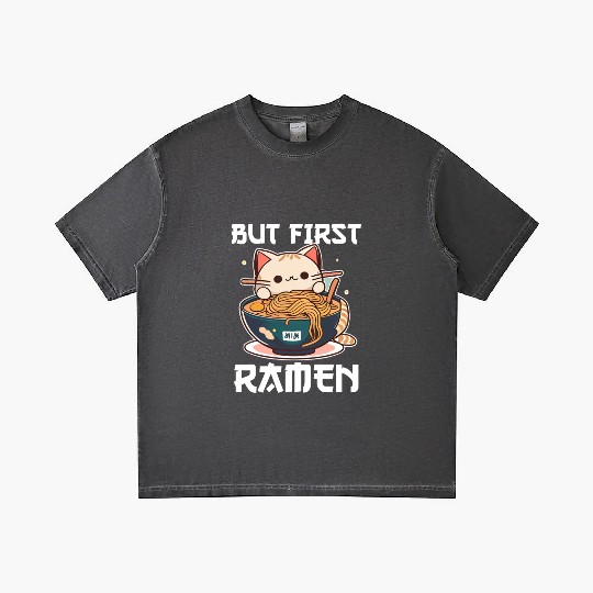 But First Ramen Cat Japanese Tokyo Ramen Noodles Gradient T Shirts