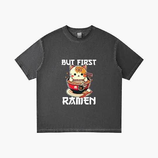 But First Ramen Cat Japanese Tokyo Ramen Noodles Gradient T Shirts