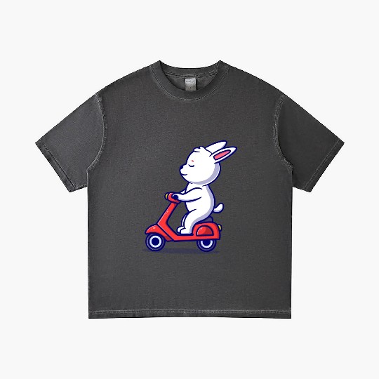 Cute bunny riding scooter icon illustration Gradient T Shirts