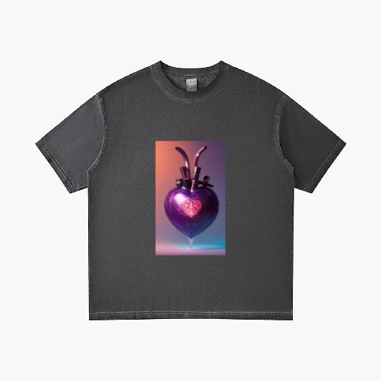 Modern Art Heart Robotic Futuristic Purple Design Gradient T Shirts