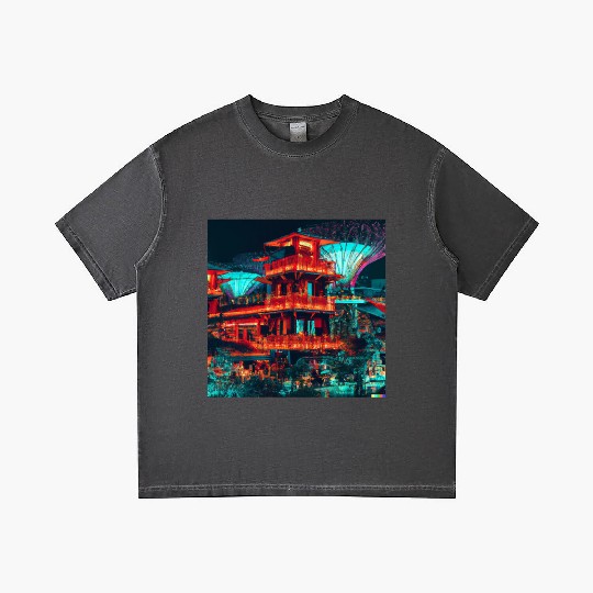 Neon Synthwave Cyber Futuristic Town Retro Future Gradient T Shirts
