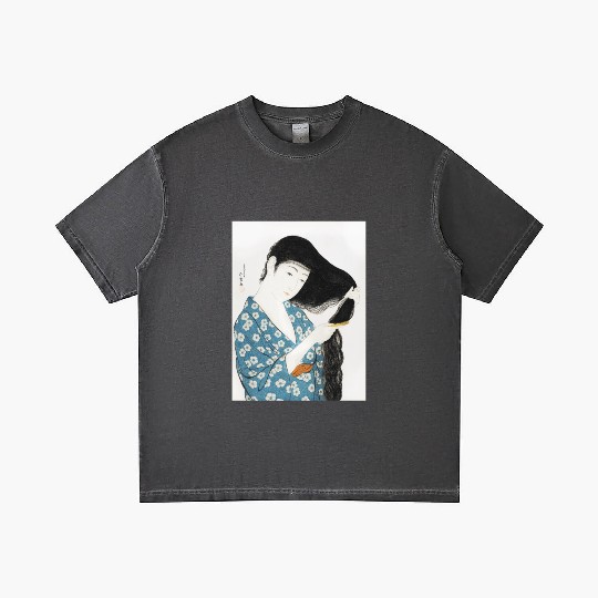 Japanese Woman Kimono Hair Ukiyoe art Gradient T Shirts