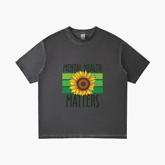 Mental Health Matters Green Sunflower Gradient T Shirts