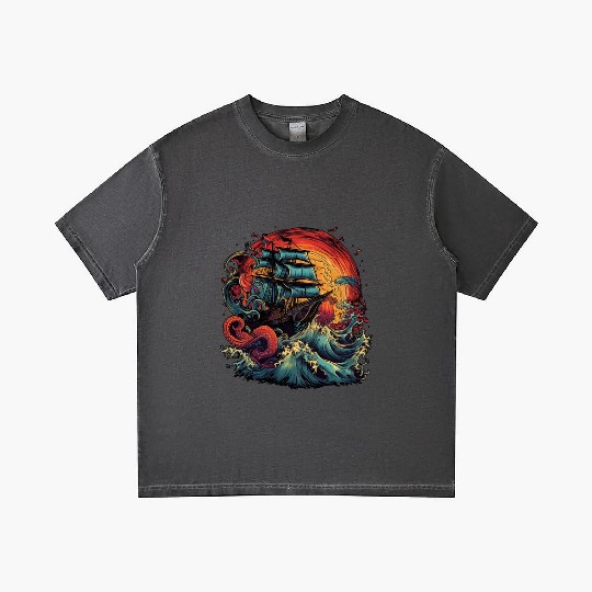 Pirate Ship vs The Kraken Gradient T Shirts