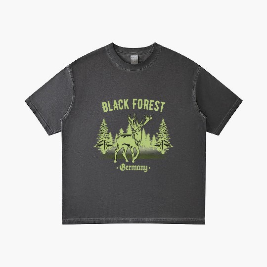 Black Forest Germany Deer With Trees Swabia Gradient T Shirts