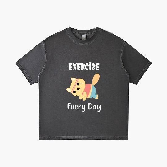 Exercise Every Day Cute Cat Gym Workout Gradient T Shirts