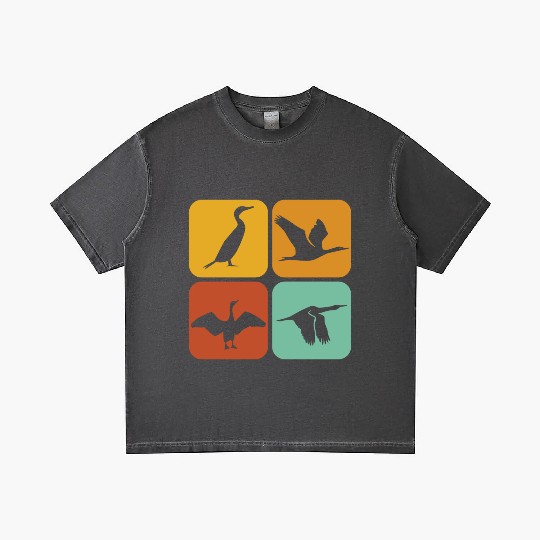 Retro Cormorant Birds I Aesthetic I Cormorant Bird Gradient T Shirts