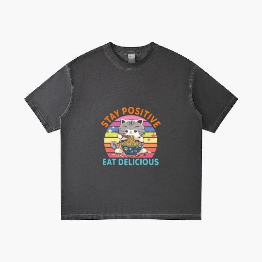 Stay positive Eat delicious Japanese Style Gradient T Shirts