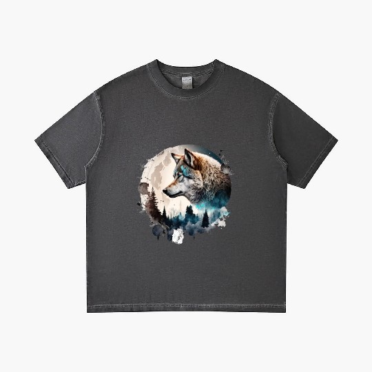 Wolf Moonlight Forest Wild Werewolf Watercolor Gradient T Shirts