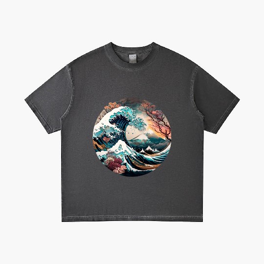 Watercolor Sea Waves Asian Art Water Nature Gradient T Shirts