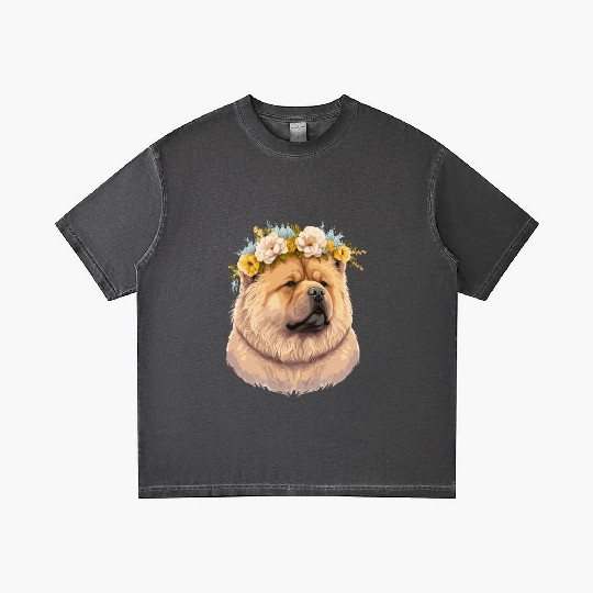 Cute Chow Chow Flower Crown Pet Dog Breed Floral P Gradient T Shirts