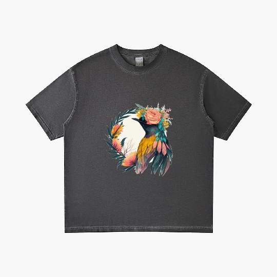 Cute Bird Of Paradise Bird Flower Crown Pet Birds Gradient T Shirts