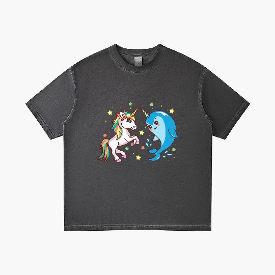 Cute Funny Horned Narwhal And Unicorn Friends Gradient T Shirts