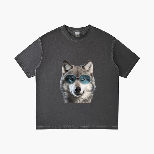 Grey Wolf Wearing Blue Sunglasses Wildlife Animal Gradient T Shirts