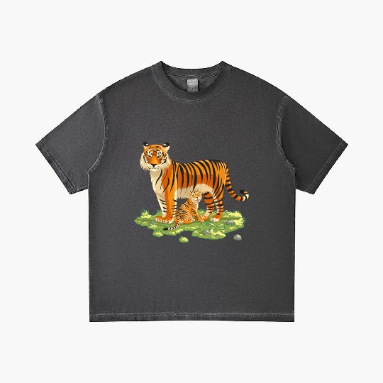 Mother And Son Tiger Gradient T Shirts