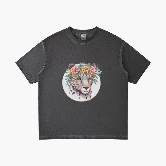 Floral Jaguar Flower Crown Watercolor Animal Gradient T Shirts