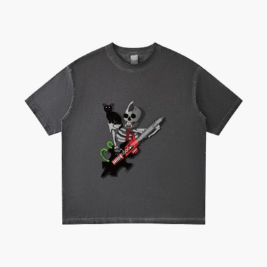 Human Skeleton guitarist with his cat Gradient T Shirts