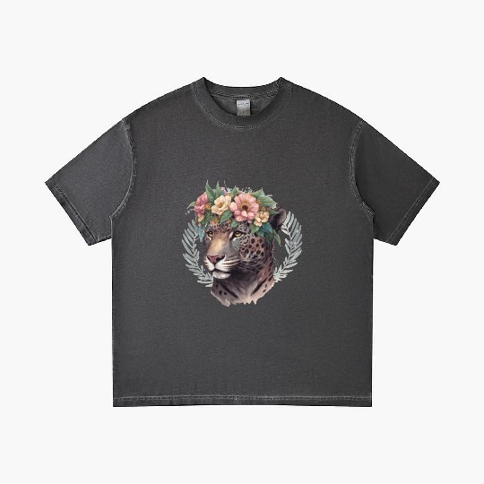 Watercolor Jaguar Flower Crown Wild Cat Lover Gradient T Shirts