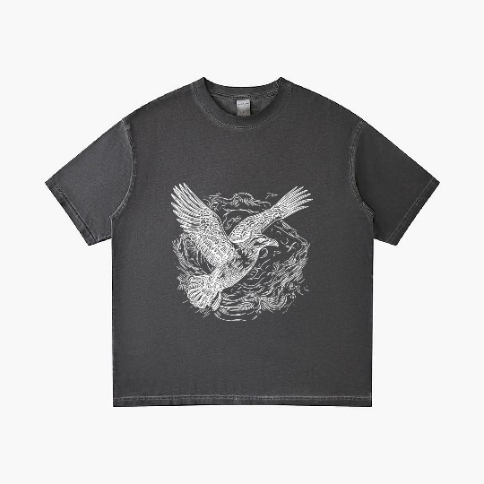 Flying Seagull Over The Water Cloud Gradient T Shirts