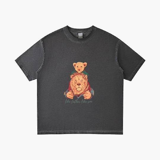 Roaring Bonds: Lion Father & Son Duo Gradient T Shirts