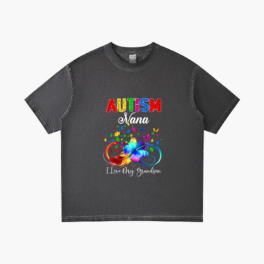 Butterfly Autism Nana I Love My Grandson Support A Gradient T Shirts
