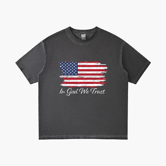 In God We Trust Us Flag Patriotic Gradient T Shirts