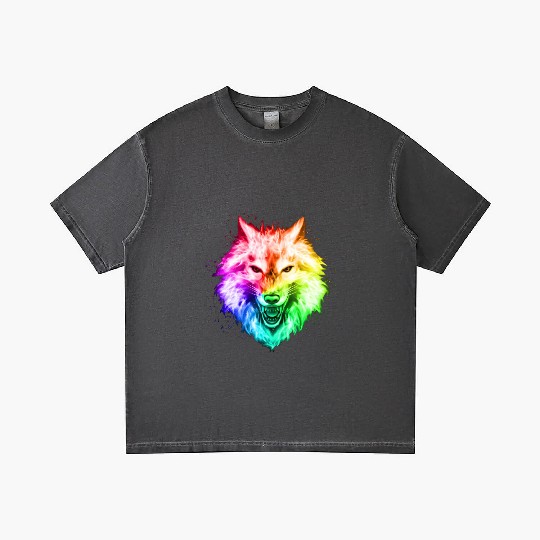 Bright Colorful Wolf Head – Rainbow Howling Wolf F Gradient T Shirts