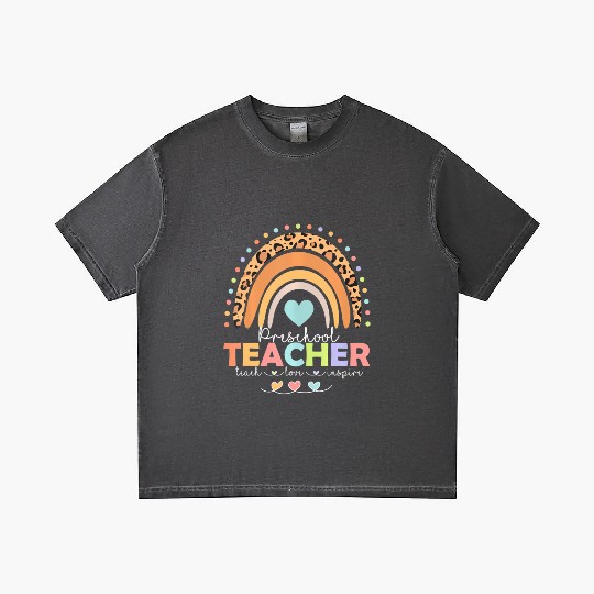 Rainbow Teach Love Inspire Preschool Teacher Back Gradient T Shirts