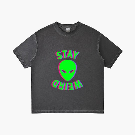 Awesome Stay Weird Alien Face Glitch Ufo Extraterr Gradient T Shirts