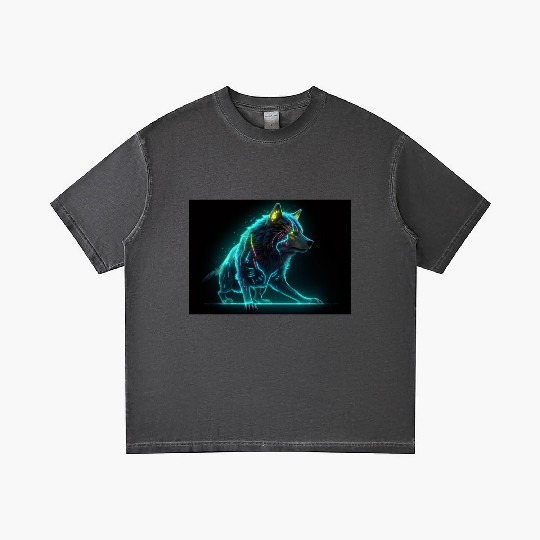 Neon Moon Wolf Gradient T Shirts