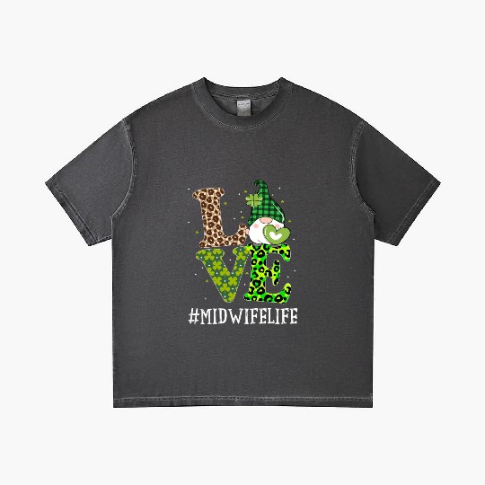 Midwife Love St PatricDay Gnome Leopard Gradient T Shirts