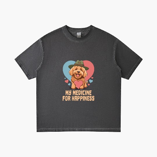 My Medicine For Happiness Goldendoodle Dog Dad Gradient T Shirts