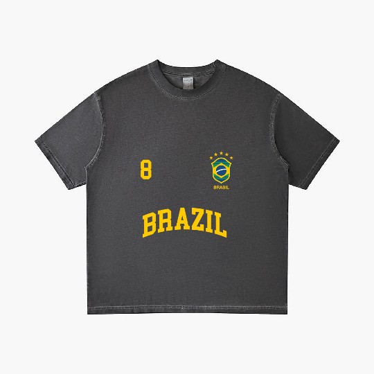 Brazil Number 8 Brazilian Soccer Team Sports Gradient T Shirts