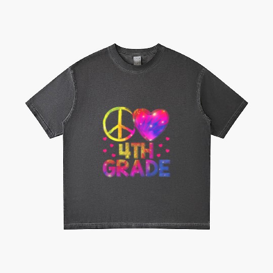 Tie Dye Peace Love 4th Grade Teacher Student Back Gradient T Shirts