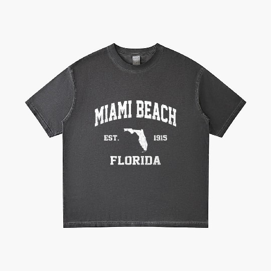 Miami Beach Florida Fl State Athletic Style Gradient T Shirts