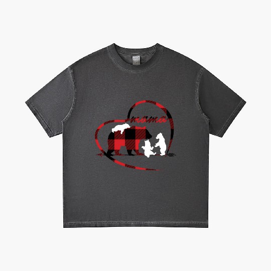 Mama Bear 3 Cubs Red Buffalo Plaid Heart For Mom Gradient T Shirts